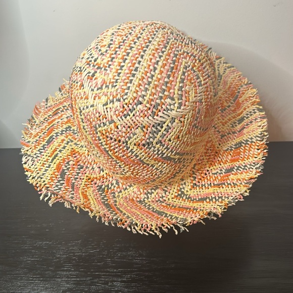 Echo NY Multicolour Paper Straw Brim Sun Hat Boho Chic Vacation Beach Hat NWT - Picture 3 of 12